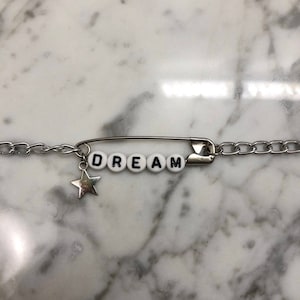 Custom Word Safety Pin Necklace With Charm