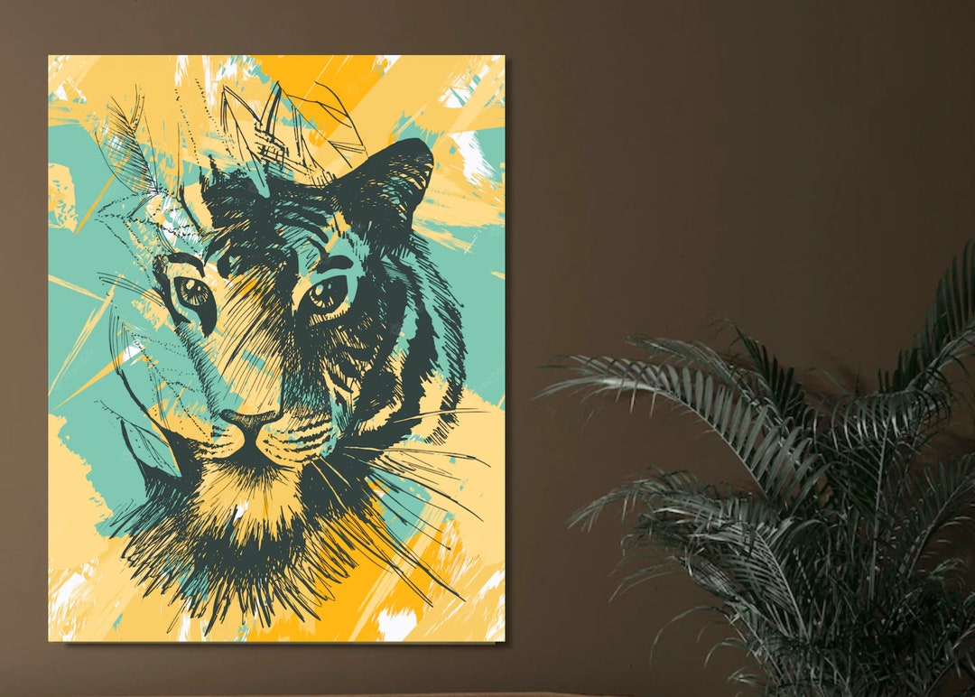 Tiger Head Wallart, Tiger Head Printable Wall Art Digital Download