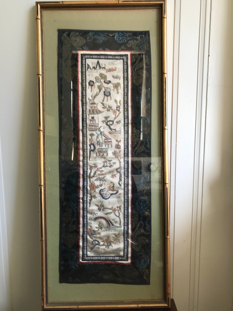 Antique Japanese Silk Embroidery Etsy