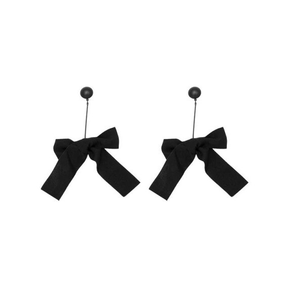 Black bow earrings best sale