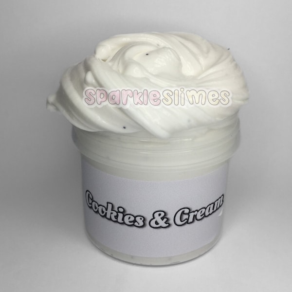 Cookies & Cream Slime Scented - Thick and Glossy. 4oz snap lid Container. UK Slime Shop, Sparkle Slimes