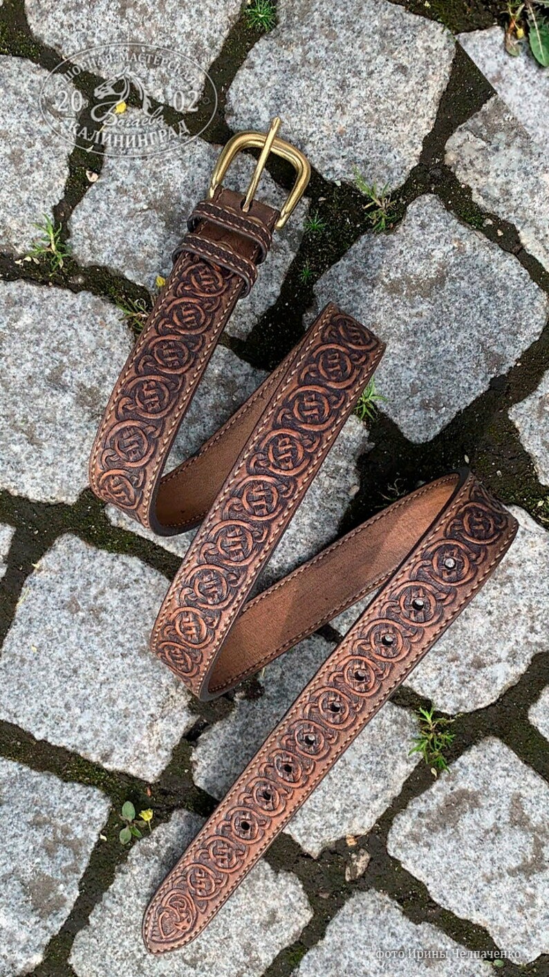 Leather Belts With Embossing Twolayer. Etsy