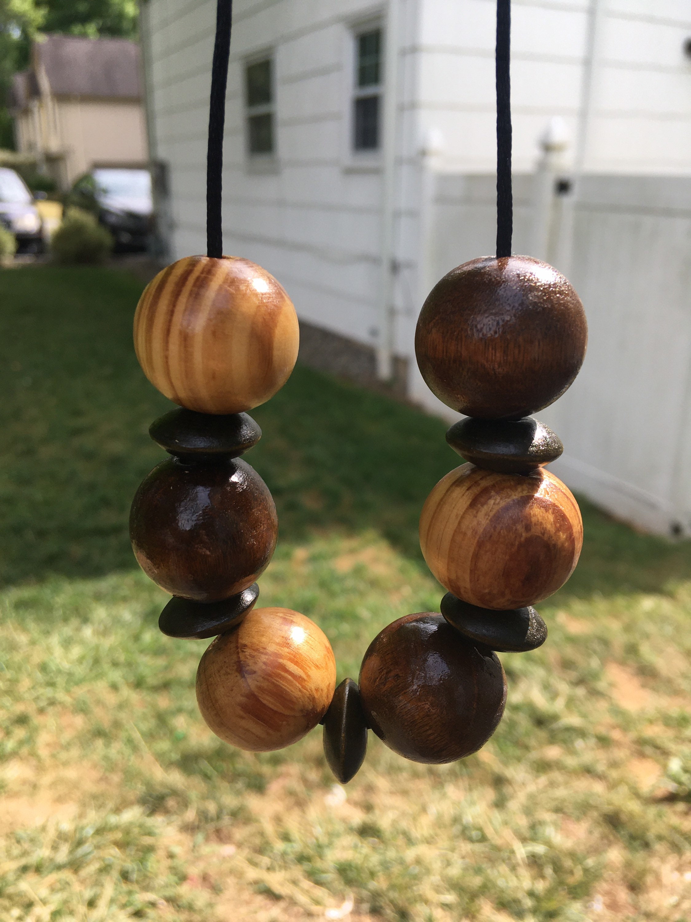 Large Wooden Bead Necklace - Etsy Israel