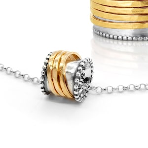Rings Necklace, Spinner Necklace, Necklace for Women, Boho Silver Jewelry, Boho Silver Necklace, Gold Silver Necklace, Meditation Necklace
