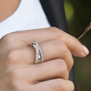 Multi Band Ring, CZ Ring, Eternity Ring, Eternity Band, Eternity Bridal Ring, Ring for Women, Unique Silver Jewelry, Silver Wedding Ring