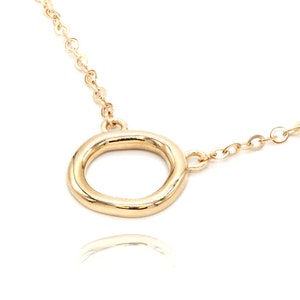 Gold Circle Necklace, Circle Pendant, Geometric Necklace, Unique Gold Jewelry, 14K Gold Necklace Women, Open Circle Necklace, Karma Necklace