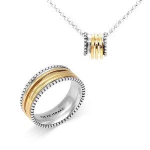 Ring Necklace Set, Spinner Ring, Anxiety Ring, Gold Silver Ring, Spinner Ring Women, Boho Silver Jewelry, Rings Necklace, Spinner Necklace
