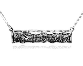 Israeli necklace, Bar Necklace, Jewish necklace, Boho Silver Jewelry, Silver Necklace Women, Boho Silver Necklace, Jerusalem Necklace