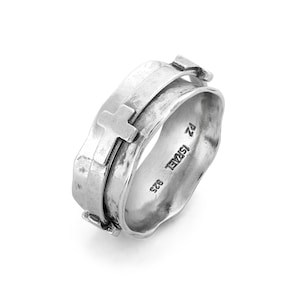 Cross Ring, Silver Spinner Ring, Religious Ring, Anxiety Ring, Ring for Women, Religious Jewelry, Spinner Ring, Fidget Ring, Christian Ring