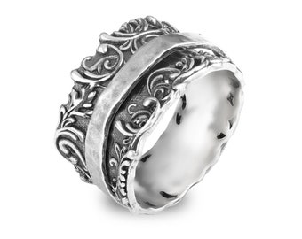 Sterling Silver Spinner Ring, Handmade Boho Fidget Ring