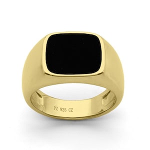 Men Signet Ring, Onyx Ring, Gold Black Ring, Black Gem Ring, Men Jewlery, Square Ring, Ring for Men, Gold Signet Ring, Seal Ring, Pinky Ring