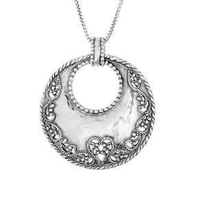 Colar de filigrana, colar de prata para mulheres, colar circular, joias de prata Boho, colar extravagante, colar de prata grande, colar de disco