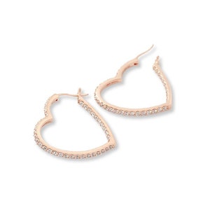 Rose Gold Ohrringe, Herz Ohrringe, Herz Creolen, Große Creolen, Einzigartiger Goldschmuck, Creolen für Frauen, Herz Creolen, CZ Ohrringe
