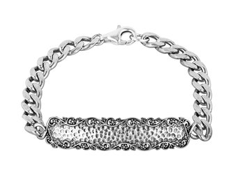 Filigranes Bar Armband aus Silber, handgefertigte kubanische Kette