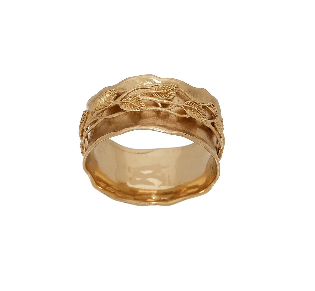 Spinner Ring, Gold Leaves Ring, Gold Spinner Ring, Unique Gold Jewelry ...