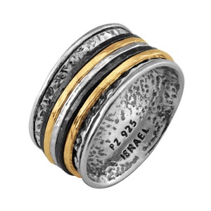 Spinner Ring, Unisex Spinner Ring, Fidget Ring, Boho Silver Ring, Boho Silver Jewelry, Meditation Ring, Gold and Silver Ring, Anxiety Ring