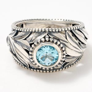 Blätter Ring, Edelstein Ring, Silber Ring für Frauen, Statement Ring, Boho Silber Ring, Breiter Ring, Boho Silber Schmuck, Natur Ring, Blatt Ring