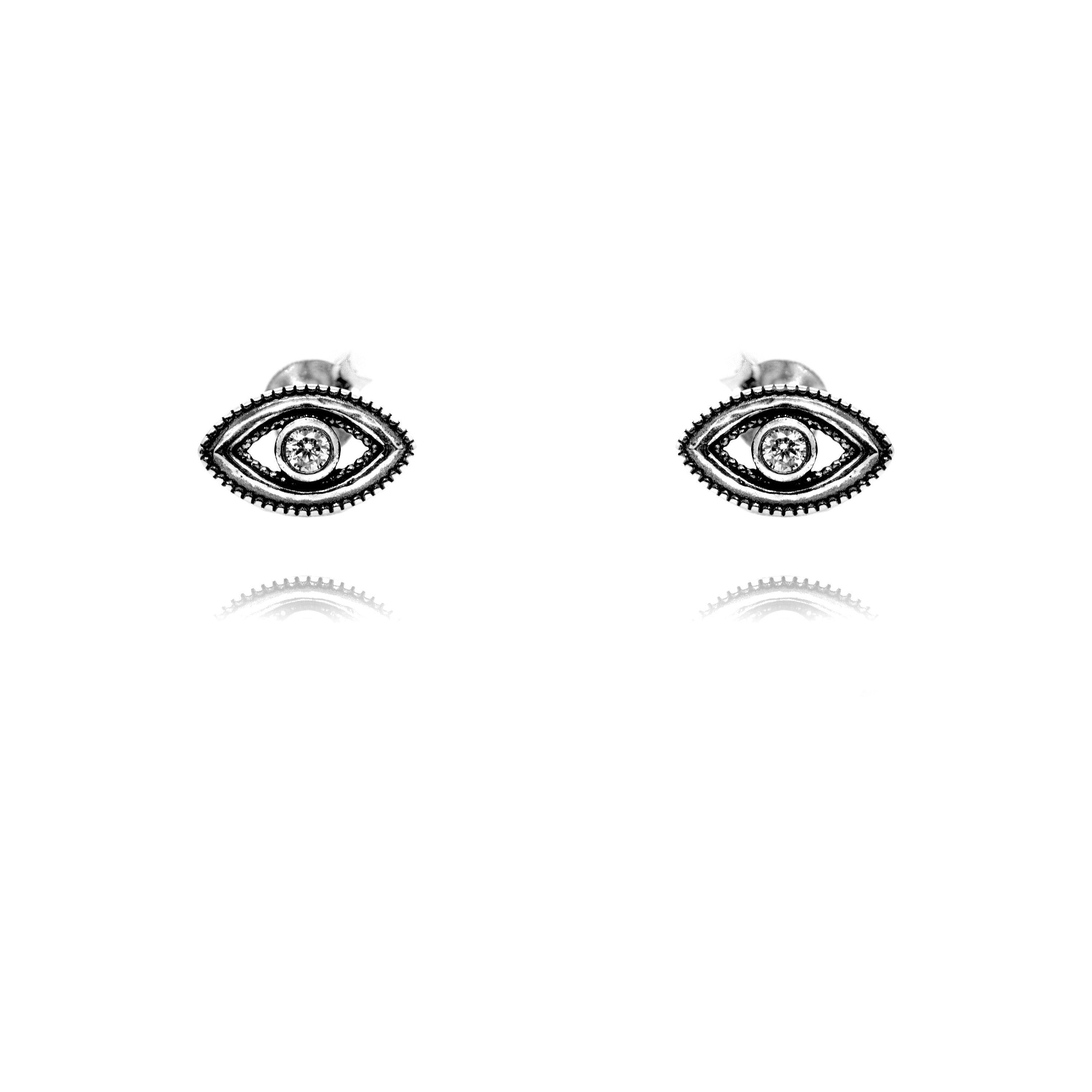 Orecchini a cerchio Evil Eye - Orecchini gotici protettivi in argento sterling