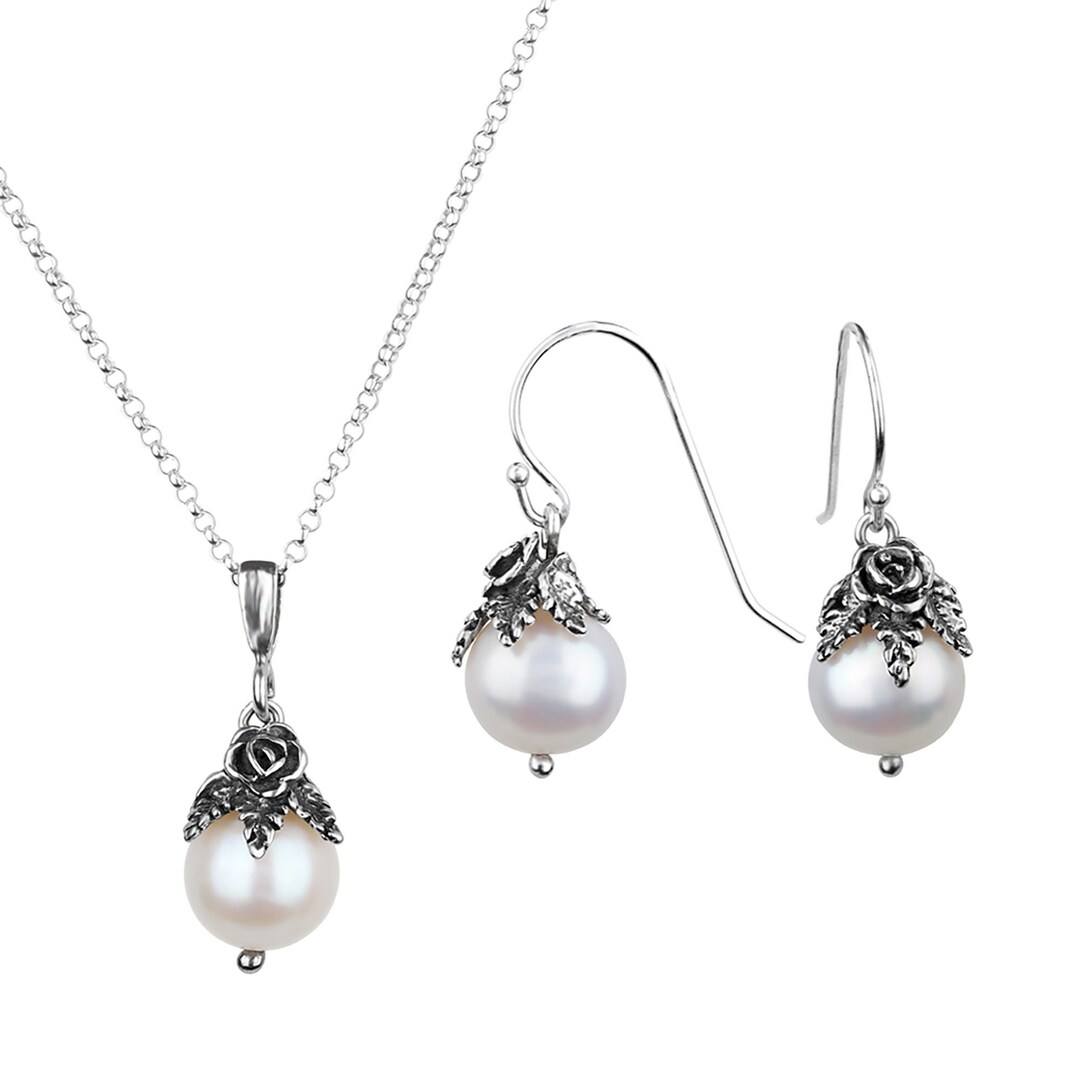 パールジュエリー　6点セット ◇ネックレス＆ピアスセット◇Pearl＆Moon 天然パール＆三日月