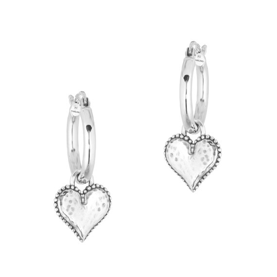 Orecchini A Cerchio A Forma Di Cuore In Argento 925 – Placcato Oro Bianco – Regalo Per Donne E Ragazze