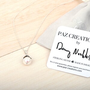 Perlenschmuck-Set aus Sterlingsilber, handgefertigte Blumenhalsketten-Ohrringe Bild 9