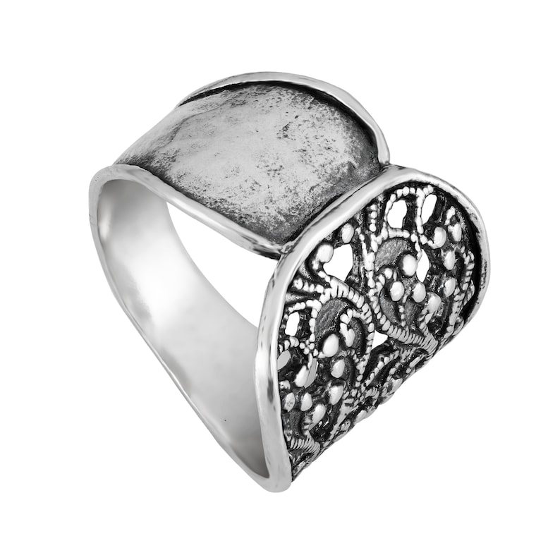 Israeli jewelry Or Paz Vintage Art Deco Filigree Ring Bohemian Silver Ring Victorian Silver Ring Overlap Ring Scroll Ring