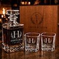 Personalized Whiskey Decanter Set, Engraved Glassware, Custom Monogram Gift Box, Custom Logo Glass, Wedding Engagement gifts for couples