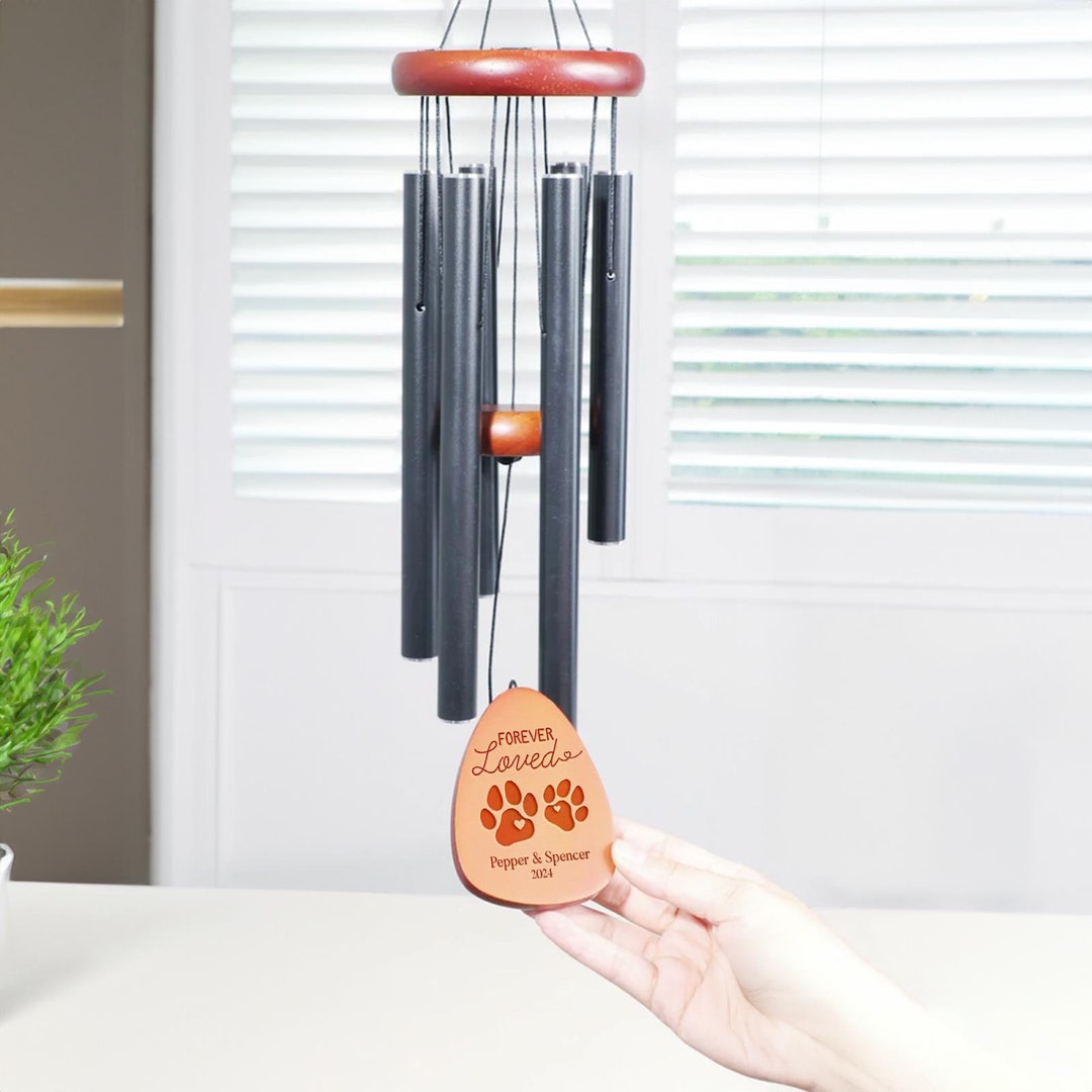 Engraved Pet Memorial Wind Chime, Personalized Wind Chimes, Custom Dog ...
