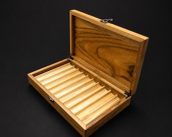 Wooden Cigar or Pen Packaging Box with 10 Compartments