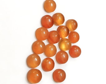 Natural Carnelian Calibrated Round Shape Cabochon Gemstone 3MM - 20MM Flat Back Loose Gemstone