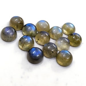 Natural Blue Fire Labradorite Calibrated Round Shape Cabochon Gemstone 3MM - 25MM Flat Back Loose Gemstone