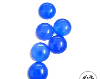Cabujón de calcedonia azul AAA, piedra preciosa redonda suelta (3 mm-30 mm)