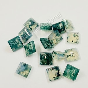 Natuurlijke mosagaat vierkant gefacetteerd geslepen losse edelsteen van 4 tot 10 mm gratis verzending 4 x 4 mm, 5 x 5 mm, 6 x 6 mm, 7 x 7 mm, 8 x 8 mm, 9 x 9 mm, 10 x 10 mm.