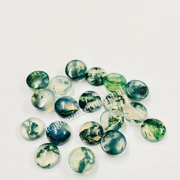 Natural Moss Agate Round Cabochon Loose Gemstone 3MM-12MM