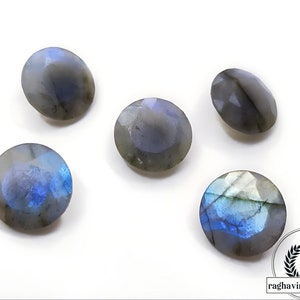 Natural Blue Fire Labradorite Calibrated Round Faceted Cut 3mm To 25mm Loose Gemstone.