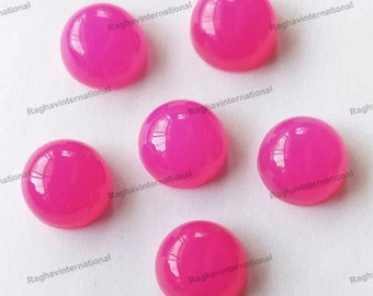 AAA Quality Amazing Hot Pink Chalcedony Round Cabochon Calibrated Size 3MM-30MM Loose Gemstone 3,4,5,6,7,8,9,10,11,12,13,14,15,16,18,30MM