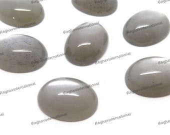 Natural Grey Moonstone Oval Cabochon, Loose Gemstone (5X7MM-12X16MM)