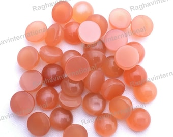 Natural Peach Moonstone Round Cabochon, Loose Gemstone (11MM-15MM)