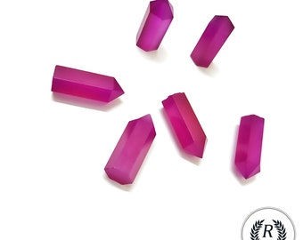 Piedra preciosa de calcedonia rosa intenso de calidad AAA con corte escalonado en forma de lápiz, de 6 x 10 mm a 10 x 20 mm.