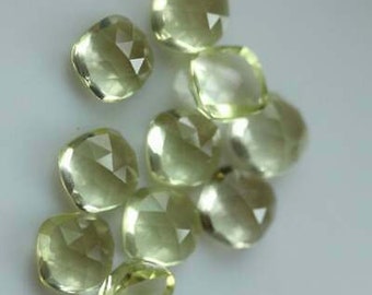 Natural Lemon Quartz, Cushion Rose Cut, Loose Gemstone (6MM-10MM)