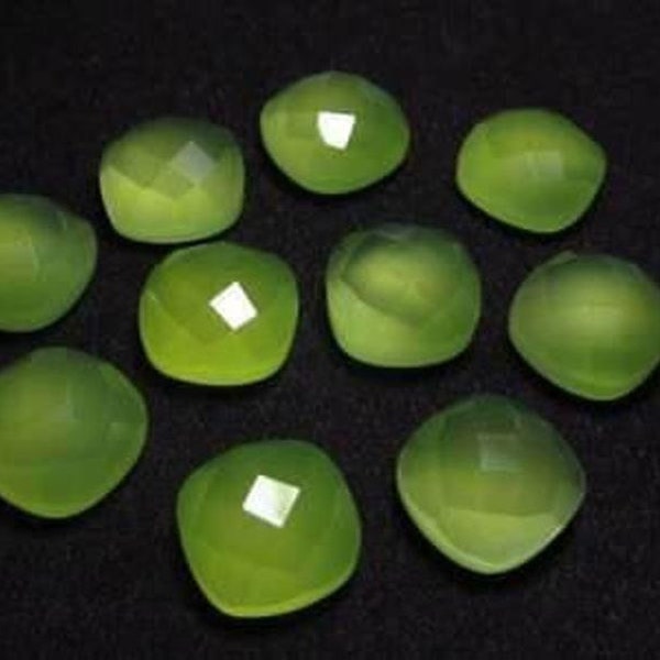 AAA Quality Prehnite Chalcedony Cushion Rose Cut 6MM-10MM Loose Gemstone Free Shipping  6X6MM,7X7MM,8X8MM,9X9MM,10X10MM.