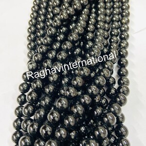 AAA Quality Black Jet Smooth Round Beads 8MM. Strands Size 15 Inch.