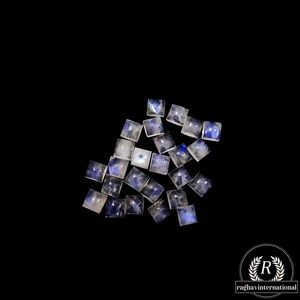 Natural Rainbow Moonstone Calibrated Square Shape Cabochon Gemstone 3MM - 25MM Flat Back Loose Gemstone