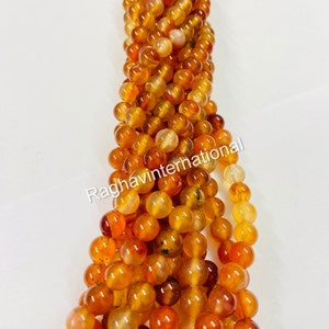 Genuine Carnelian Smooth Round Beads 4MM,6MM,8MM,10MM. Strand Size 15 Inch.