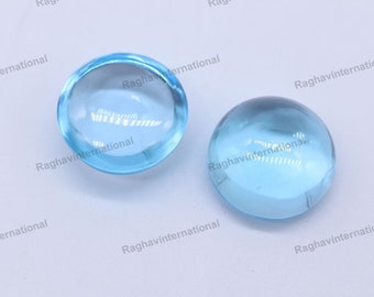Ronde cabochon met AAA hemelsblauwe topaas, losse edelsteen (3-10 mm)