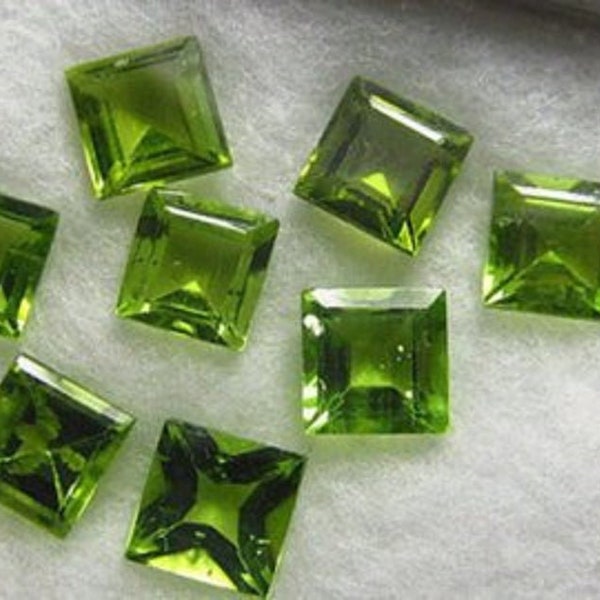 Natural Peridot Square Faceted Cut 3MM-6MM Loose Gemstone Free Shipping  3X3MM,4X4MM,5X5MM,6X6MM.