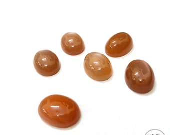 Natural Peach Moonstone Oval Cabochon Gemstone 3x5mm To 15x20mm Flat Back Loose Gemstone