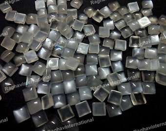 Cabujón cuadrado de piedra lunar gris natural, piedra preciosa suelta (5 mm-10 mm)