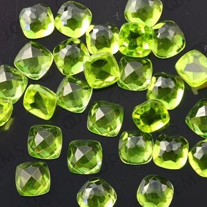 Natural Peridot Square Rose Cut 6MM Loose Gemstone Free Shipping .