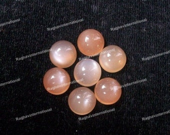 天然ピーチムーンストーンラウンドカボション、ルースジェムストーン（4 MM-10 MM）